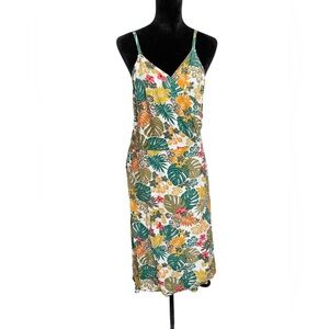 Loft Beach Womens Midi Dress Floral Linen Blend Sundress Size 18